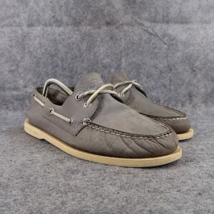 Sperry Mens 8 Top Sider Boat Shoes Classic Leather Lifestyle Preppy 2 Eye Grey